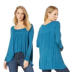 NWT Free People Love Valley Top Size Small Aquatic Teal Swing Shirt